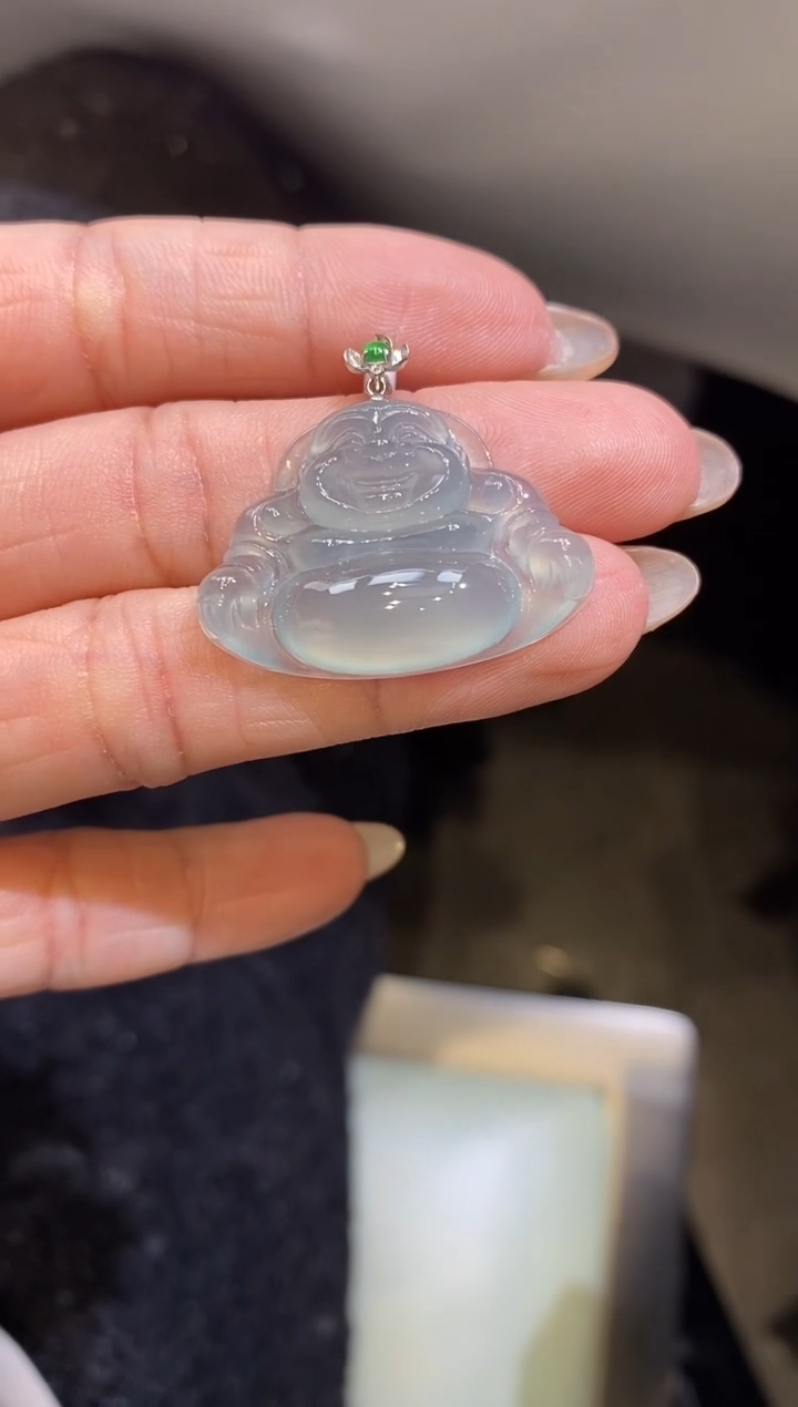 吊坠(不含链)18K金镶嵌翡翠佛公