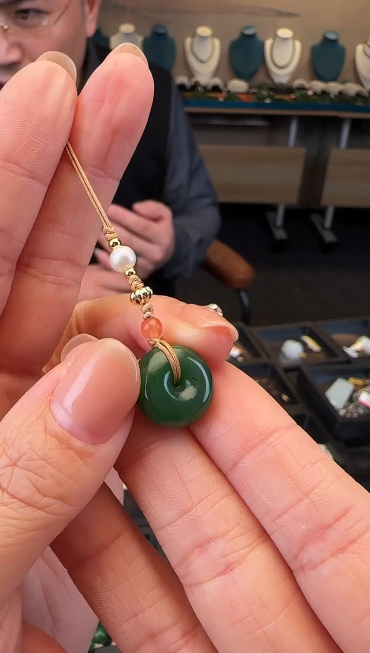 颈饰未镶嵌和田玉平安扣手机链