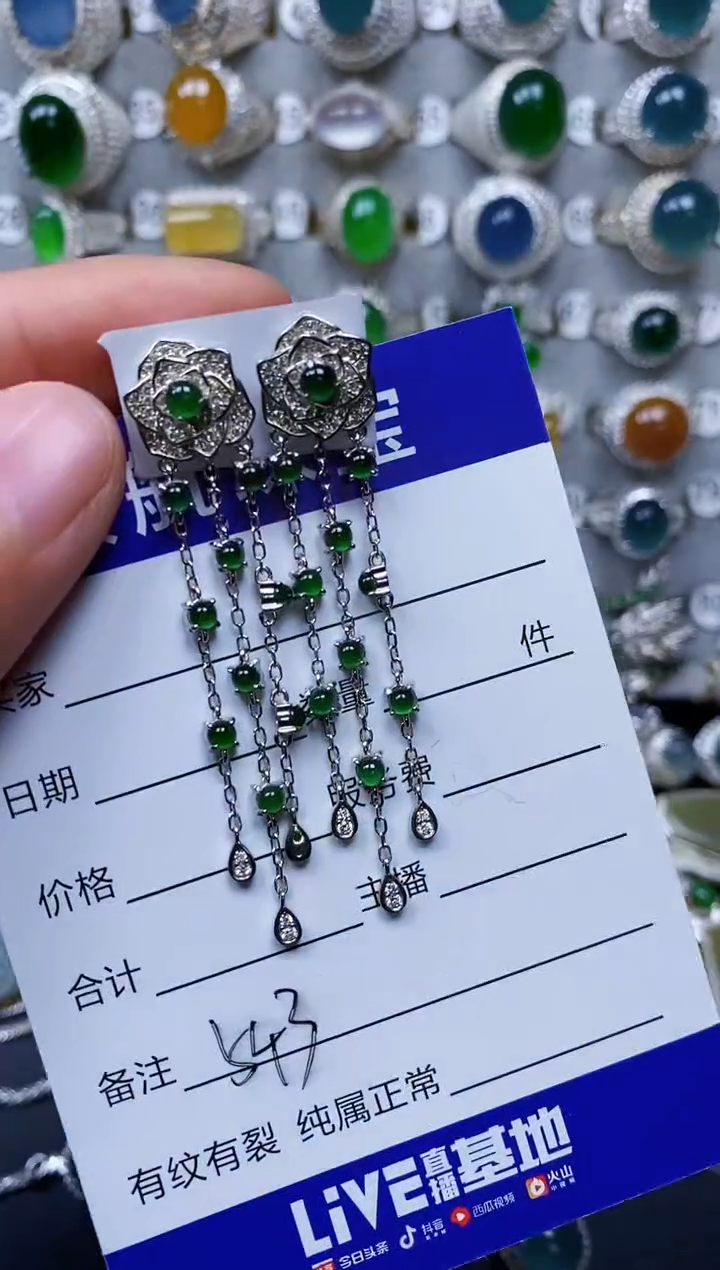 【闪购商品】翡翠耳饰银S925镶嵌0543