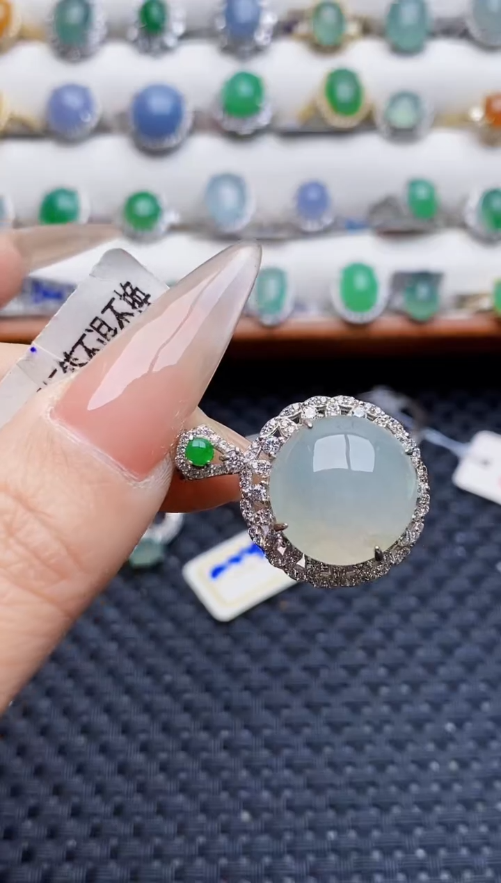 银S925镶嵌戒指翡翠6469