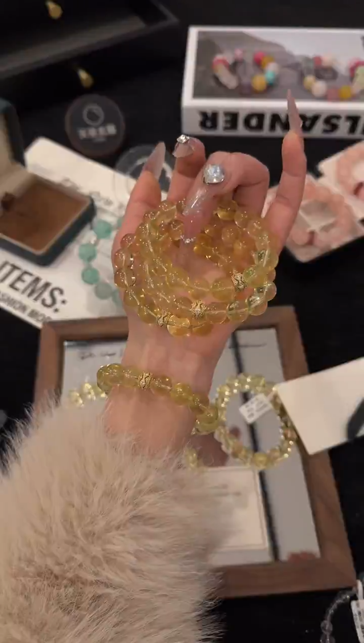 合金手链水晶黄水晶x3555