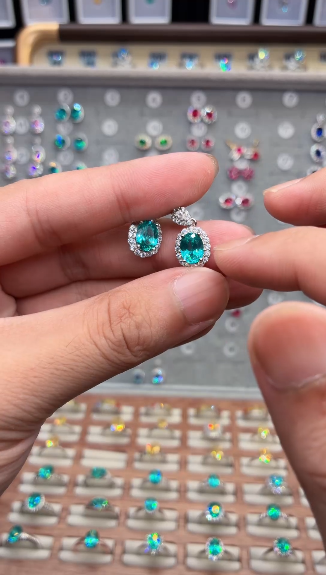 碧玺耳饰银S925镶嵌1111