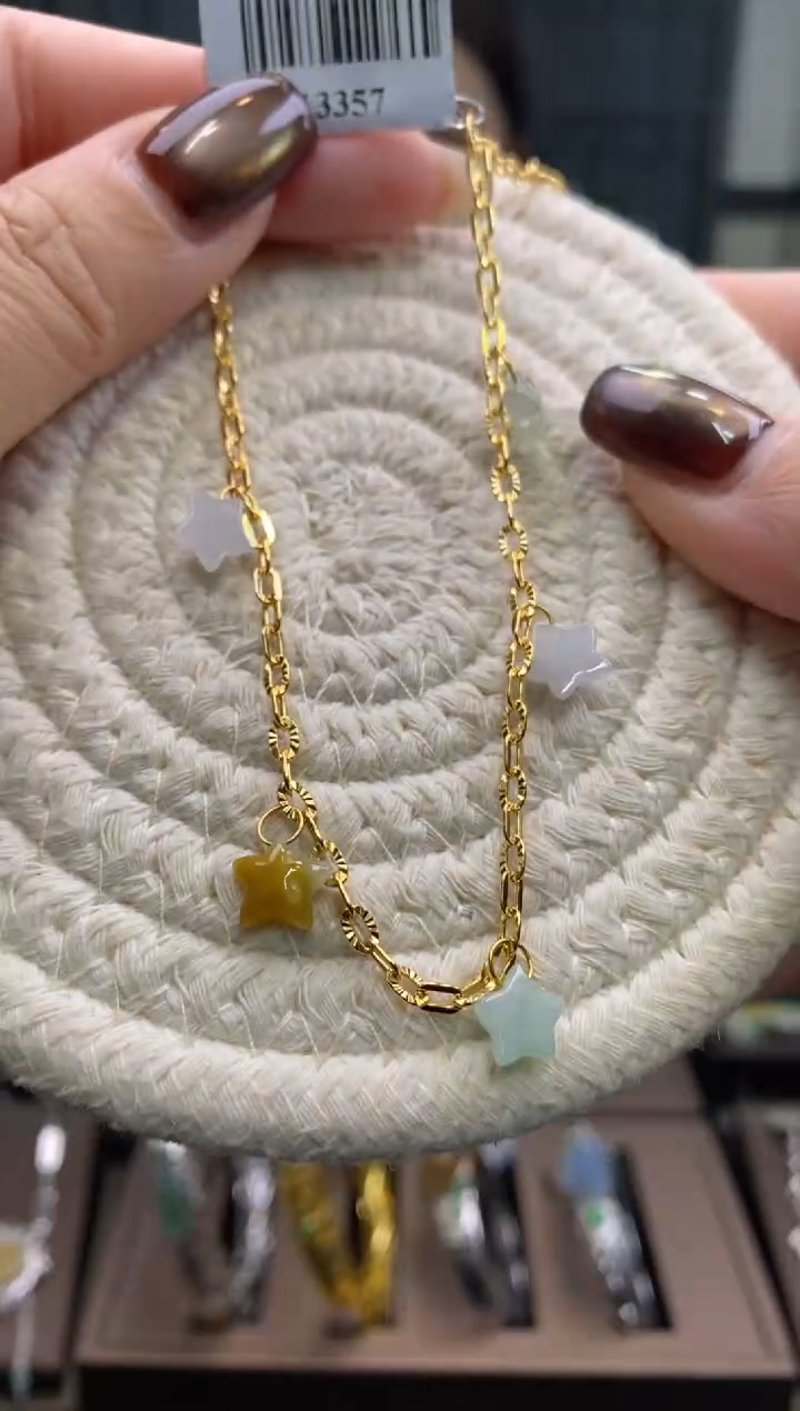 颈饰银S925镶嵌翡翠净货13357