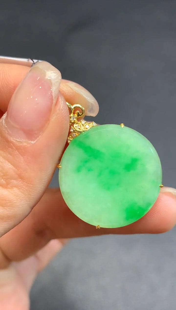 【闪购商品】翡翠吊坠(不含链)18K金镶嵌1195 