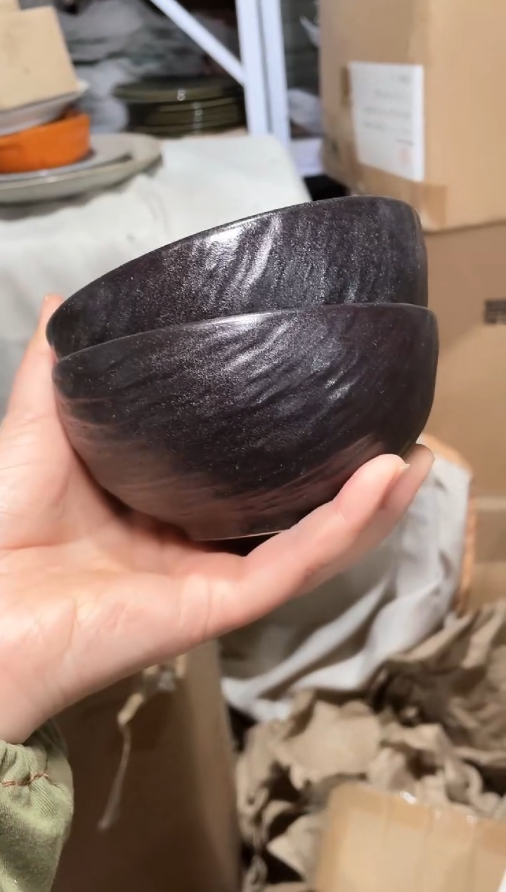 【闪购商品】碗微瑕（2件套）黑色岩石纹小碗
