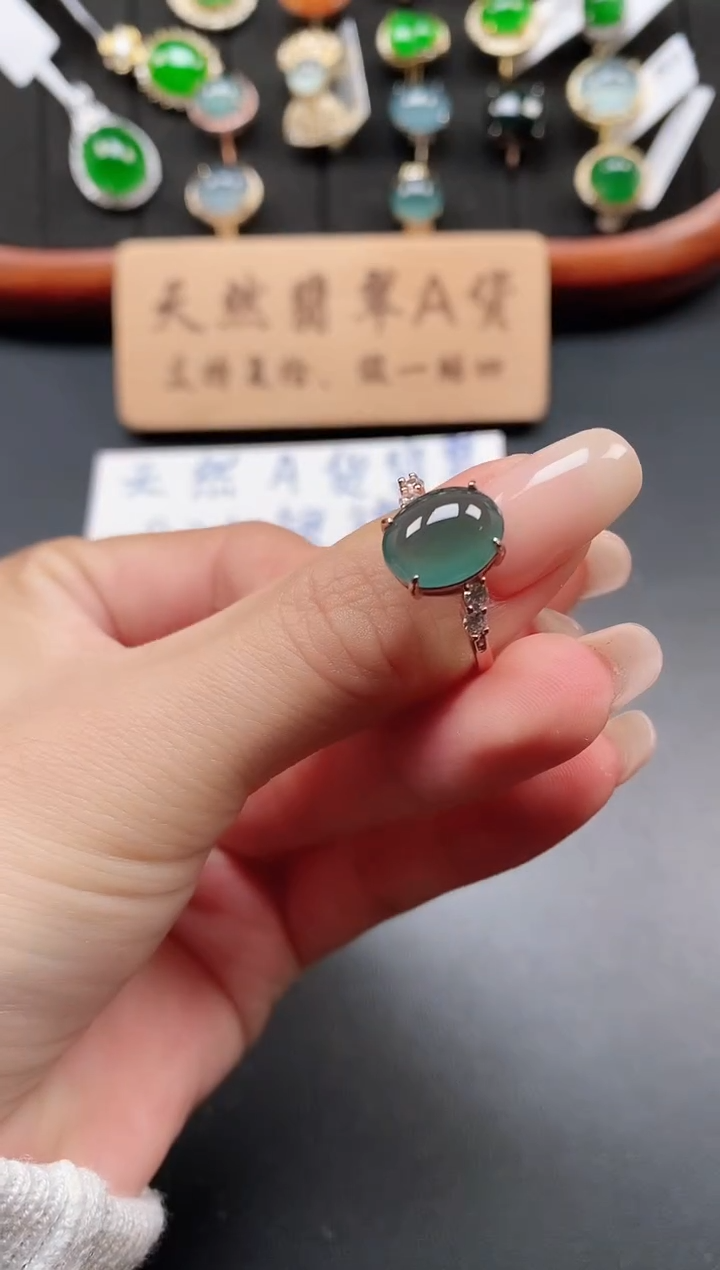 银S925镶嵌戒指翡翠1