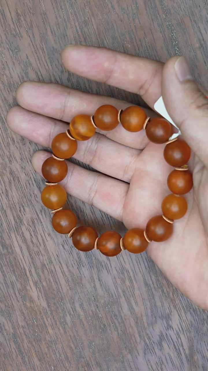 【闪购商品】琥珀裸石未镶嵌老蜡橘皮手串微瑕