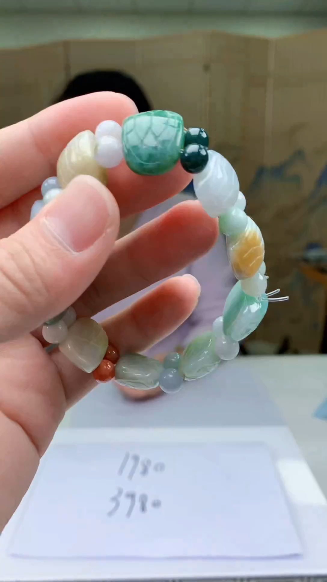 【闪购商品】定制翡翠未镶嵌4902bb-毛货手串20