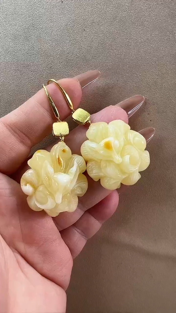 【闪购商品】琥珀耳饰未镶嵌耳环