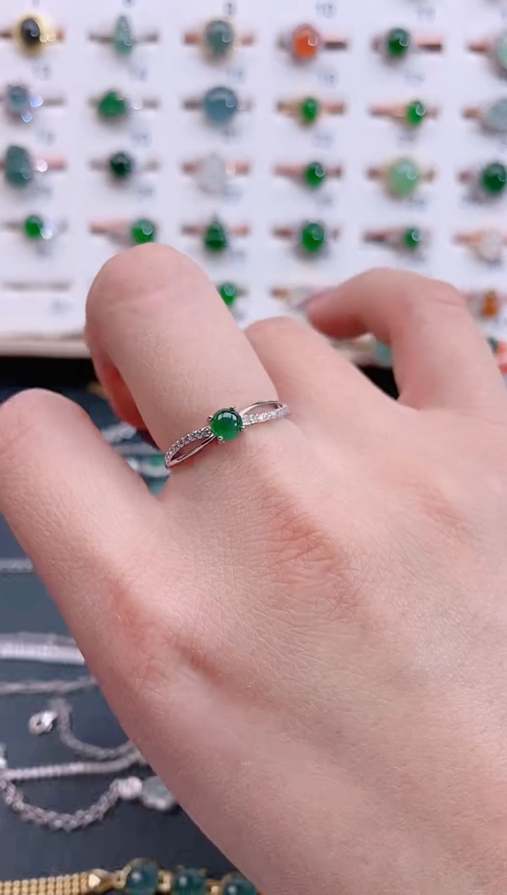 银S925镶嵌戒指翡翠天然翡翠