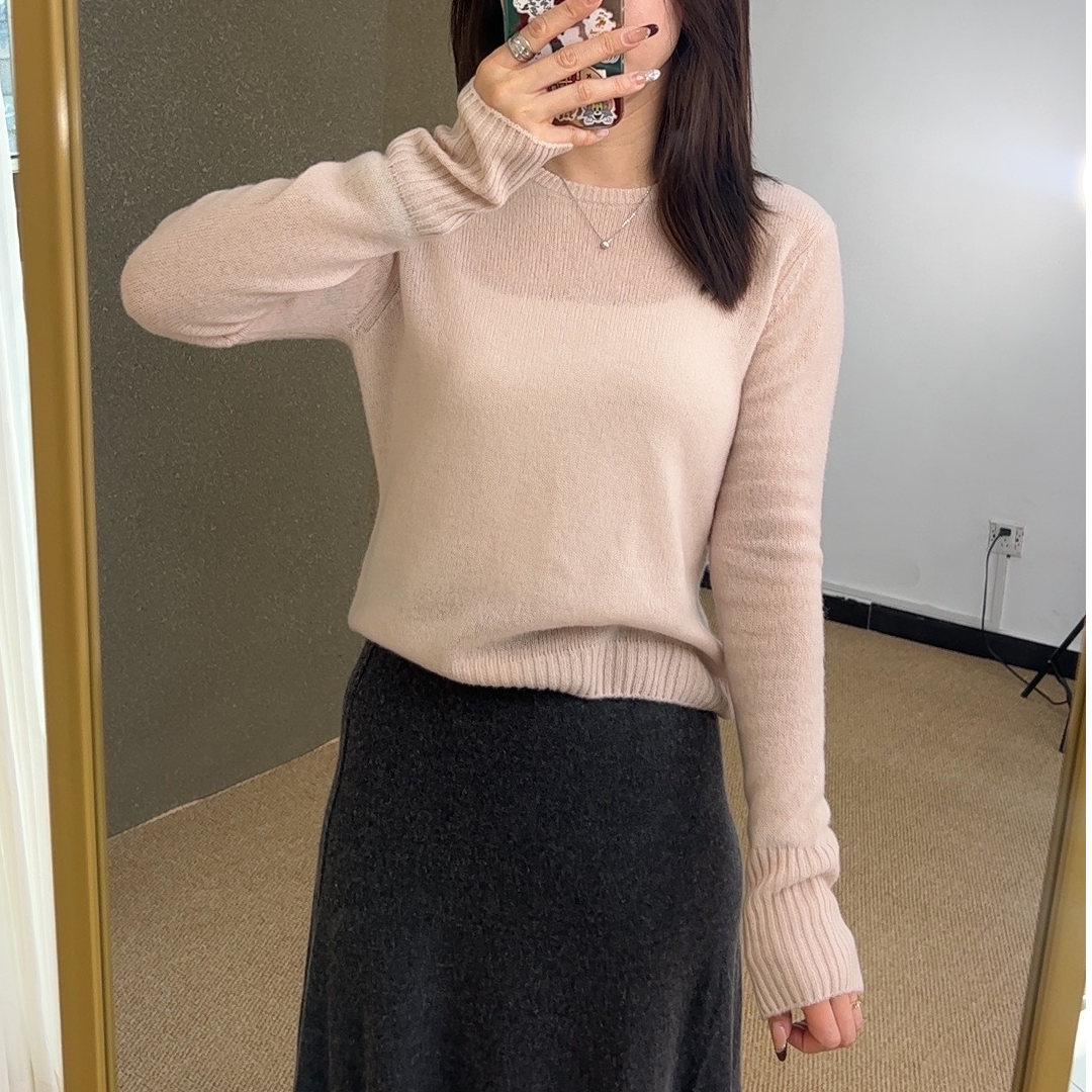 CENTERMERE春秋轻薄羊绒衫七针单纱山羊绒通勤松弛感不扎身毛衣女