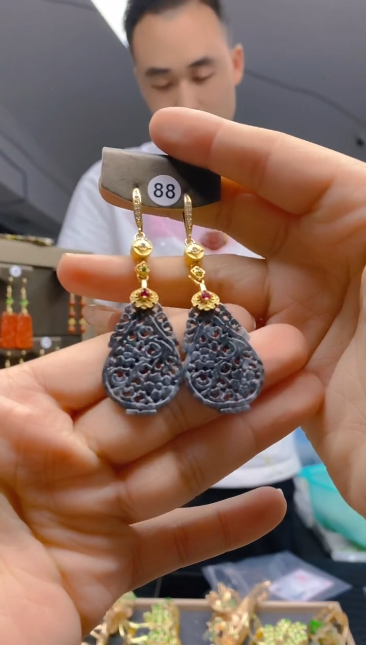 【闪购商品】翡翠耳饰合金0391翡翠耳钩