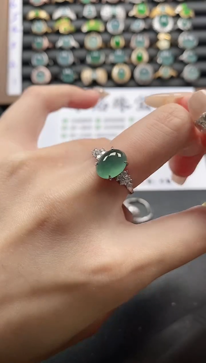 银S925镶嵌戒指翡翠51511