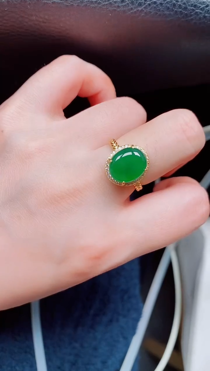 【闪购商品】翡翠戒指银S925镶嵌天然a货翡翠258