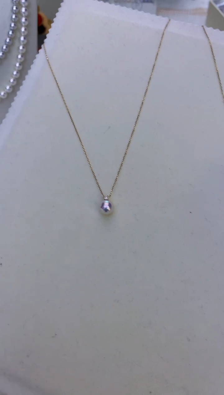 18K金镶嵌海水珍珠饰品7-8钻石王妃吊坠赠银链