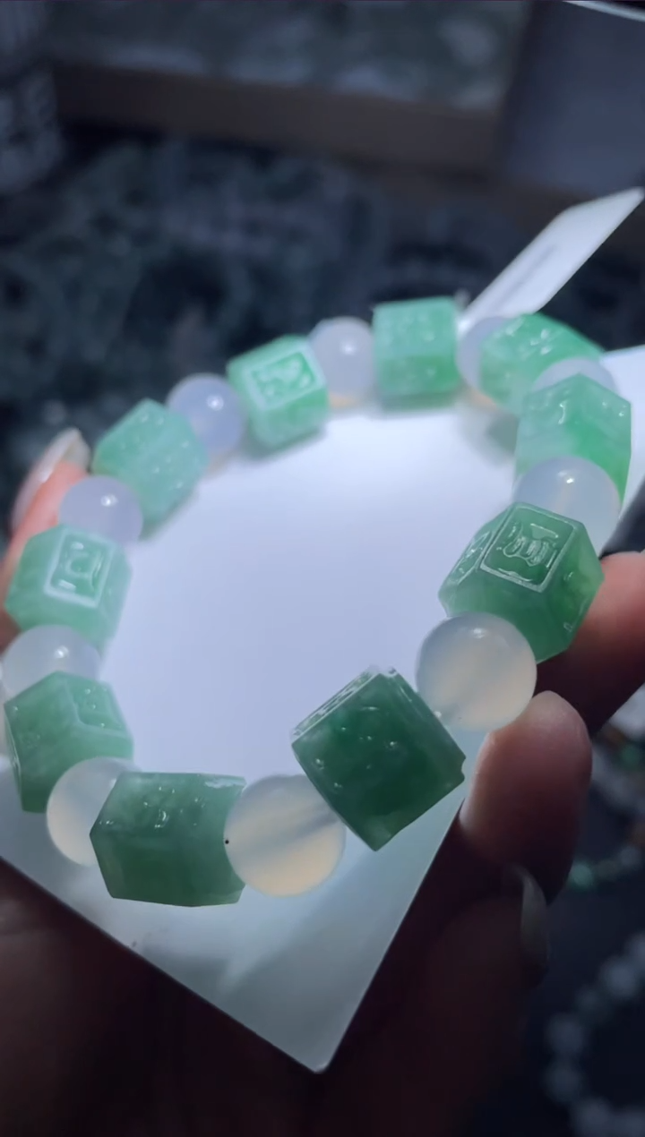 【闪购商品】定制翡翠未镶嵌天然缅甸A货翡翠手串35