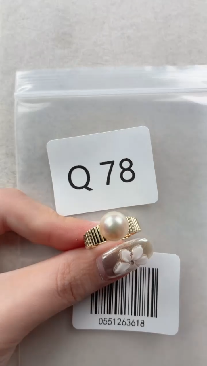 银S925镶嵌戒指海水珍珠Q78