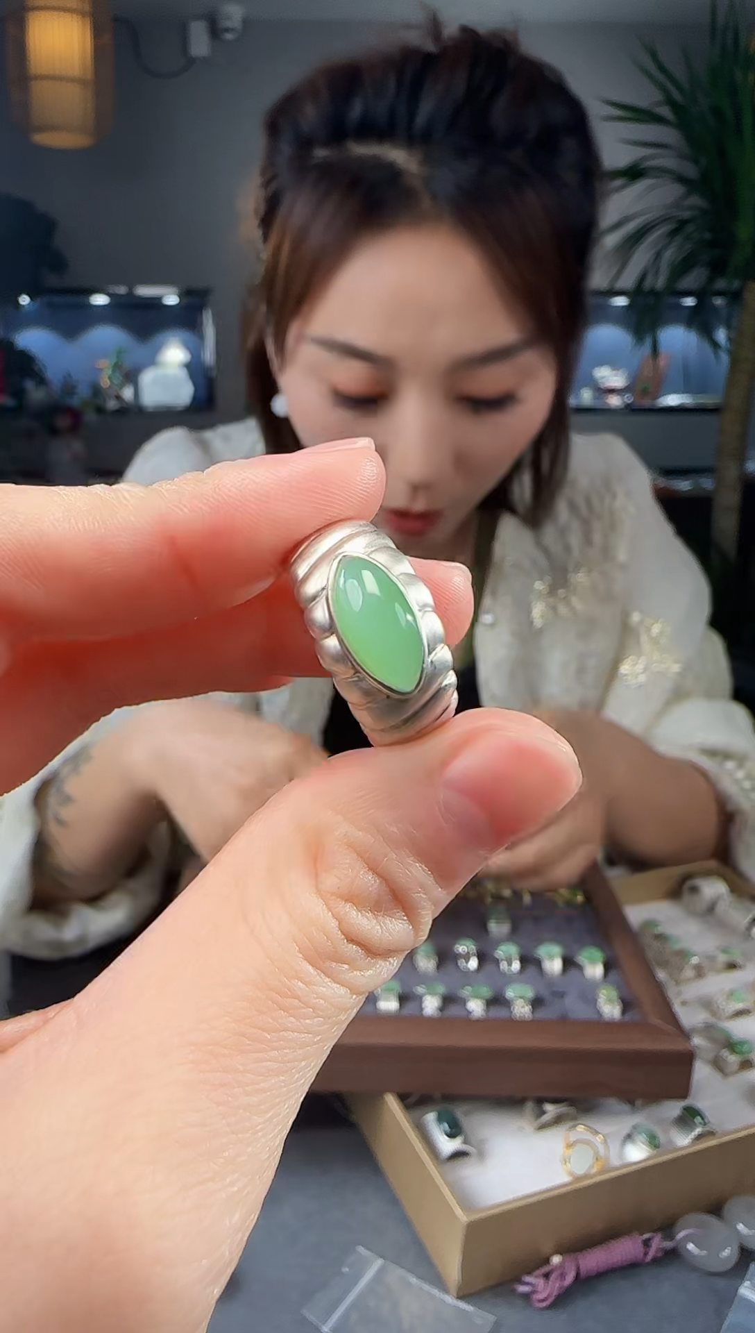 【闪购商品】和田玉戒指银S925镶嵌1