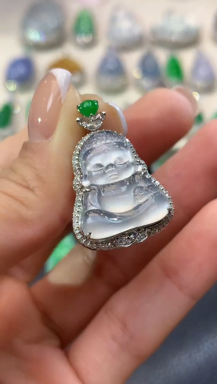 吊坠(不含链)18K金镶嵌翡翠D63