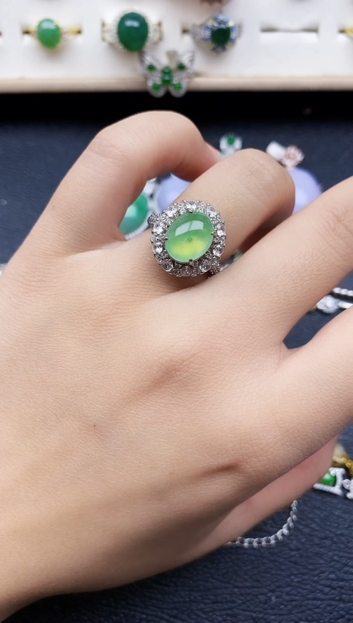 【闪购商品】翡翠戒指银S925镶嵌11111