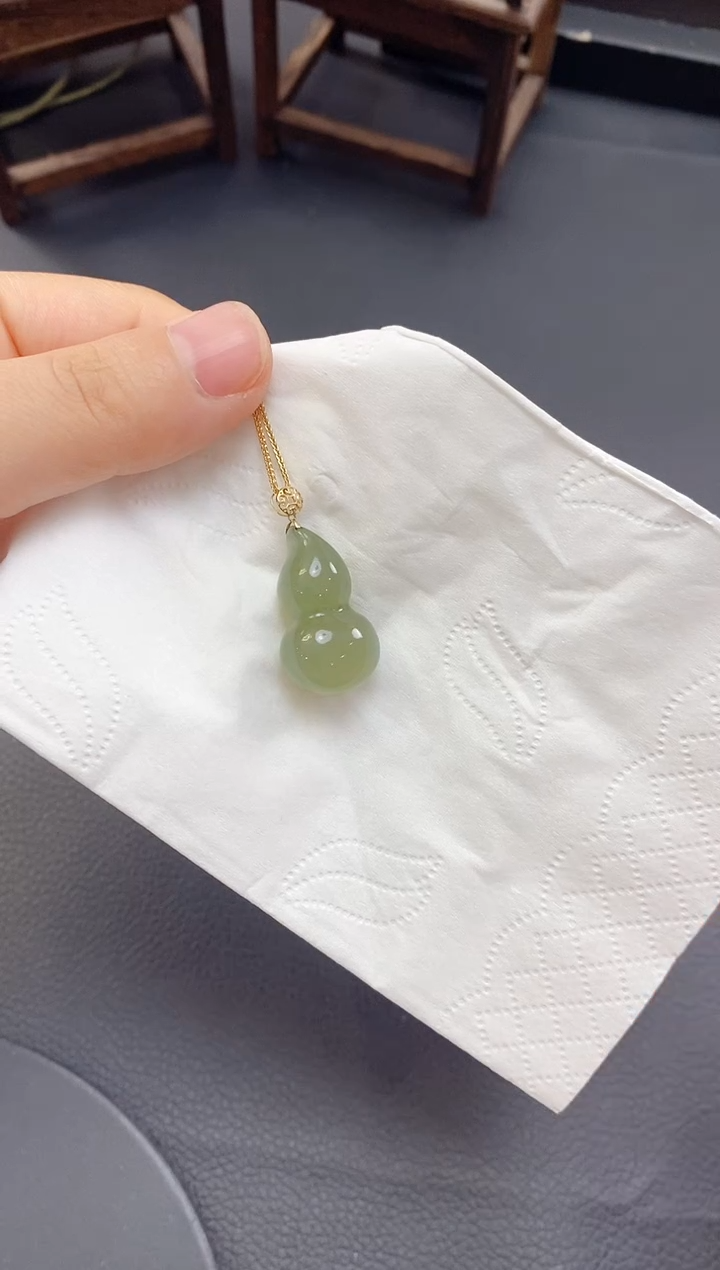 【闪购商品】和田玉吊坠(赠链)18K金镶嵌葫芦SG-HL-18KJ