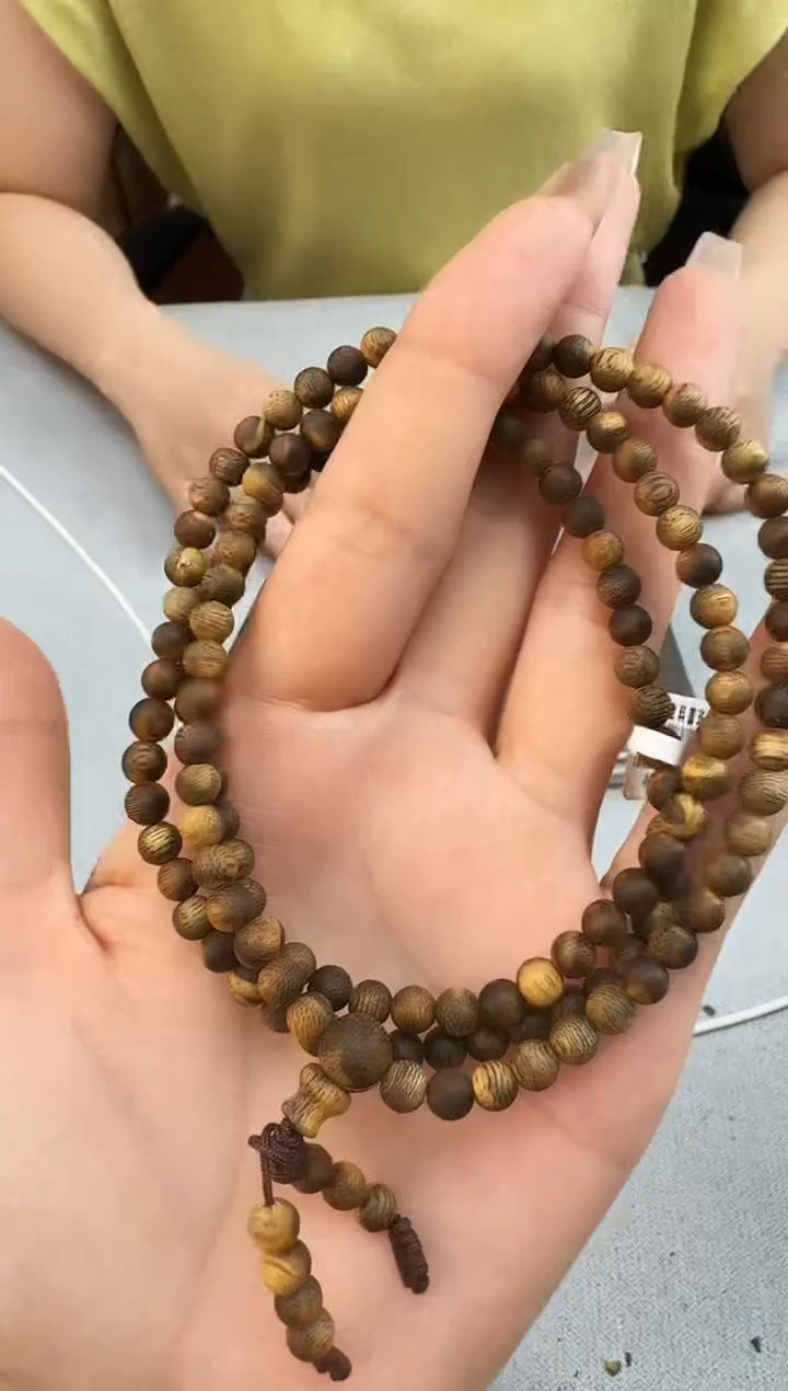 沉香手串05虎斑棋圆珠多圈多样性发一
