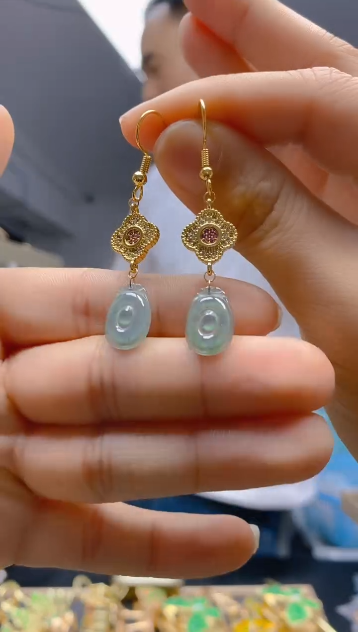 【闪购商品】翡翠耳饰合金0146翡翠耳钩