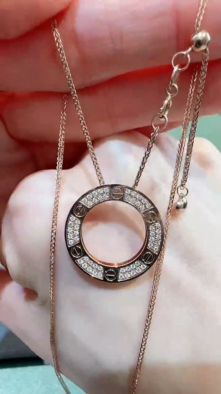 【闪购商品】钻石套链18K金镶嵌18K金钻石饼饼套链