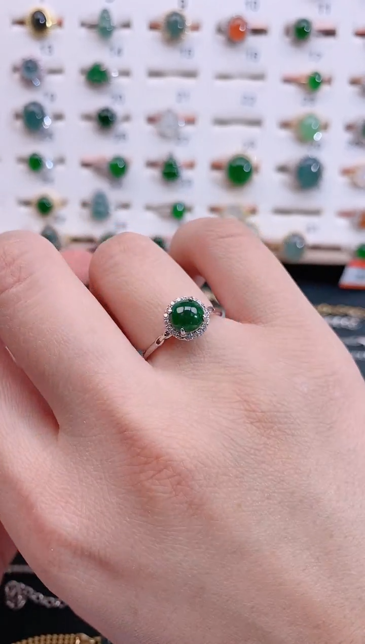银S925镶嵌戒指翡翠天然翡翠