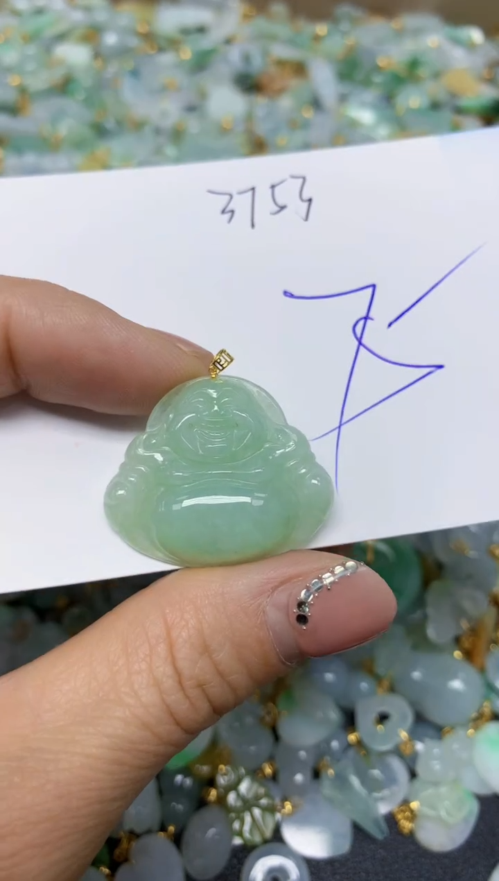 【闪购商品】翡翠挂件18K金镶嵌 天然翡翠A货