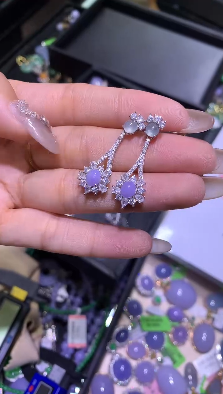 【闪购商品】翡翠吊坠(不含链)银S925镶嵌耳饰