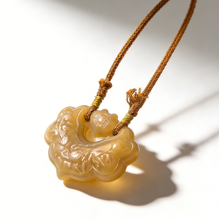 语芯 |【玉锁】马年福禄和田玉如意锁吊坠项链