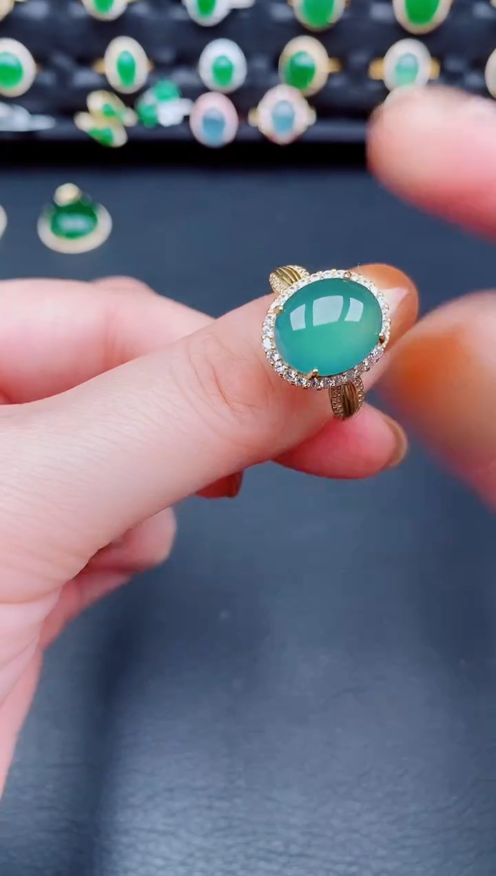 【闪购商品】翡翠戒指银S925镶嵌天然a货翡翠80