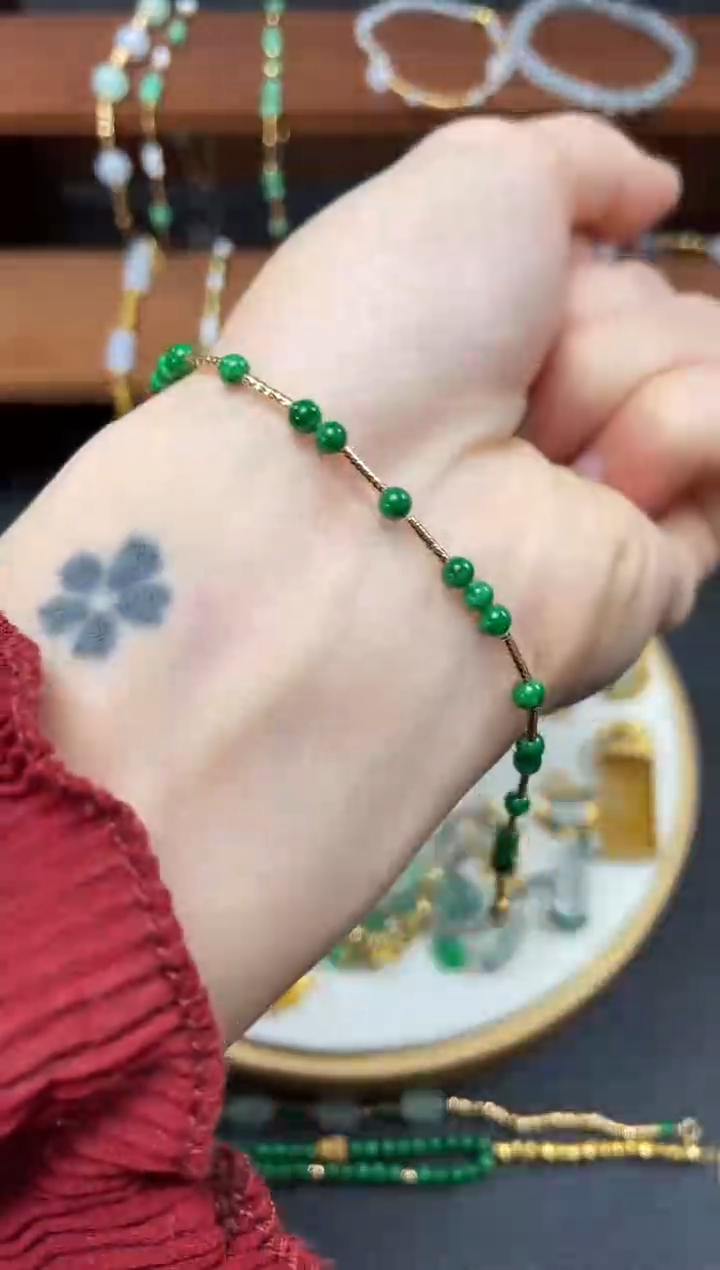 【闪购商品】翡翠套链18K金镶嵌一个   JK278