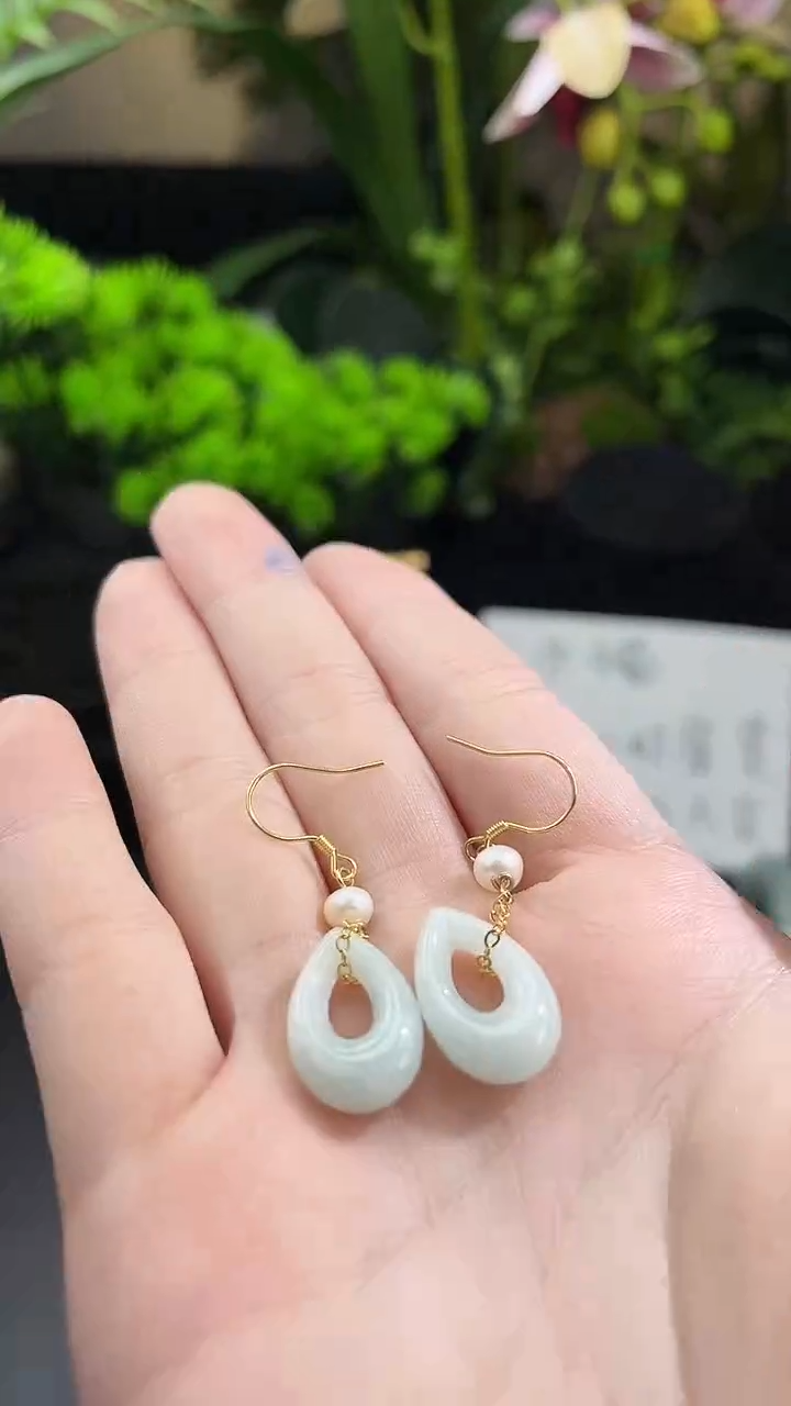 【闪购商品】翡翠耳环银S925镶嵌耳环