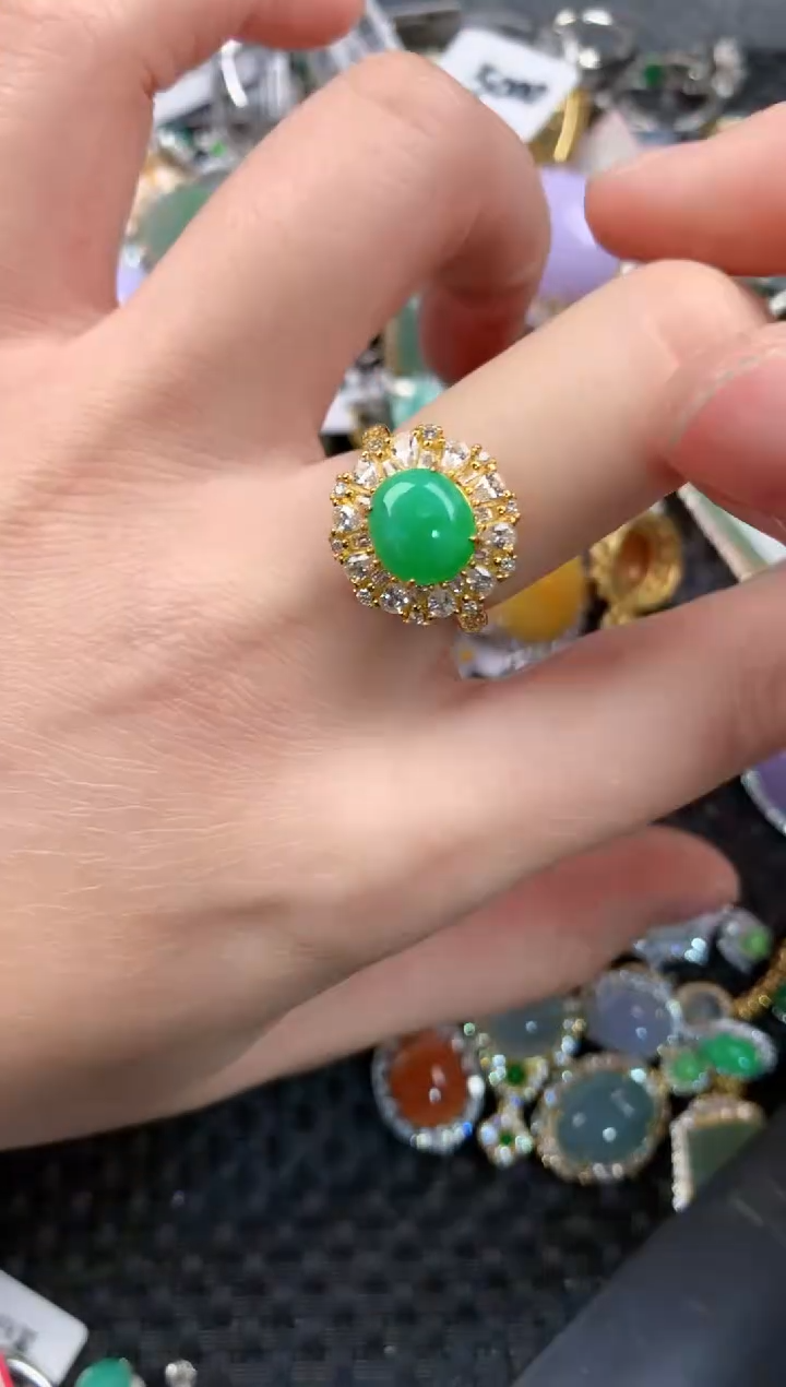 银S925镶嵌戒指翡翠12-12-12    5