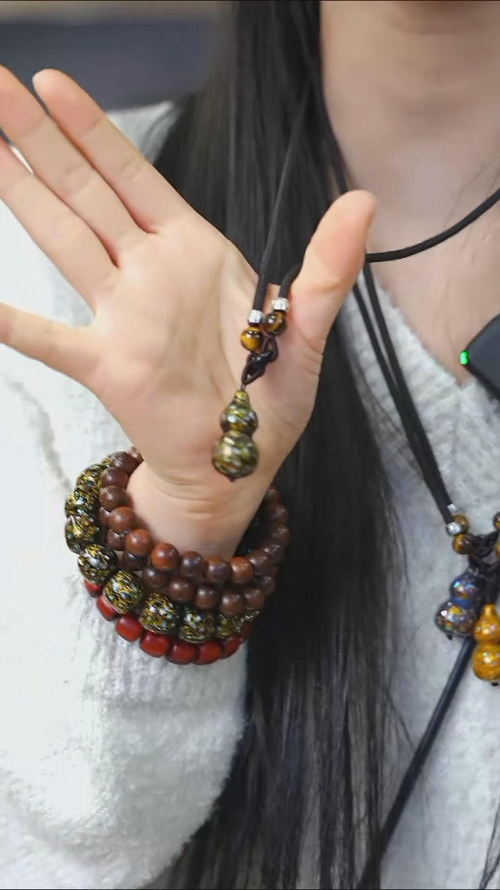 【闪购商品】黑金大漆紫光檀螺钿小脖挂