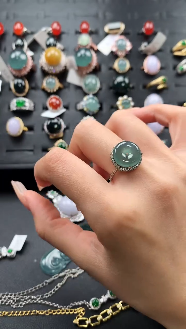 【闪购商品】翡翠戒指银S925镶嵌375476546