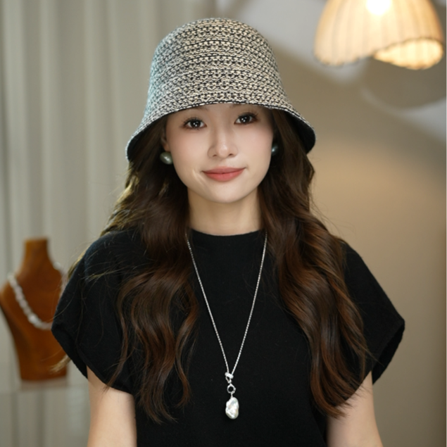 2025新款水桶帽子女秋冬针织渔夫帽复古休闲可折出游叠盆帽