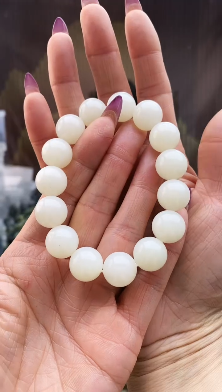 未镶嵌手串和田玉且末白14