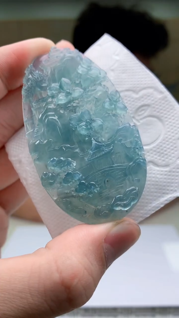 【闪购商品】定制翡翠未镶嵌4688bb-毛货挂件70