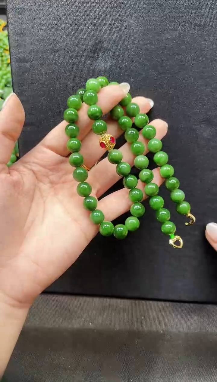 【闪购商品】和田玉项链18K金镶嵌10MM 多样性发一Z