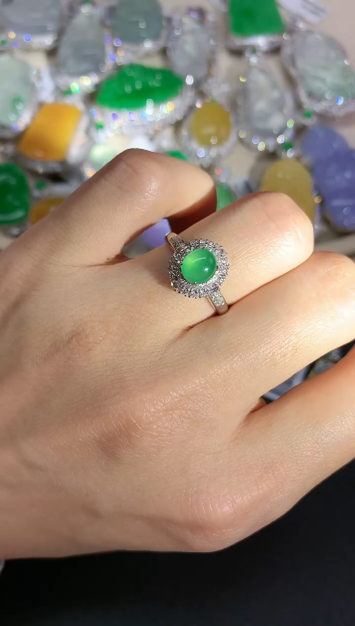 【闪购商品】翡翠戒指18K金镶嵌Q186|6980