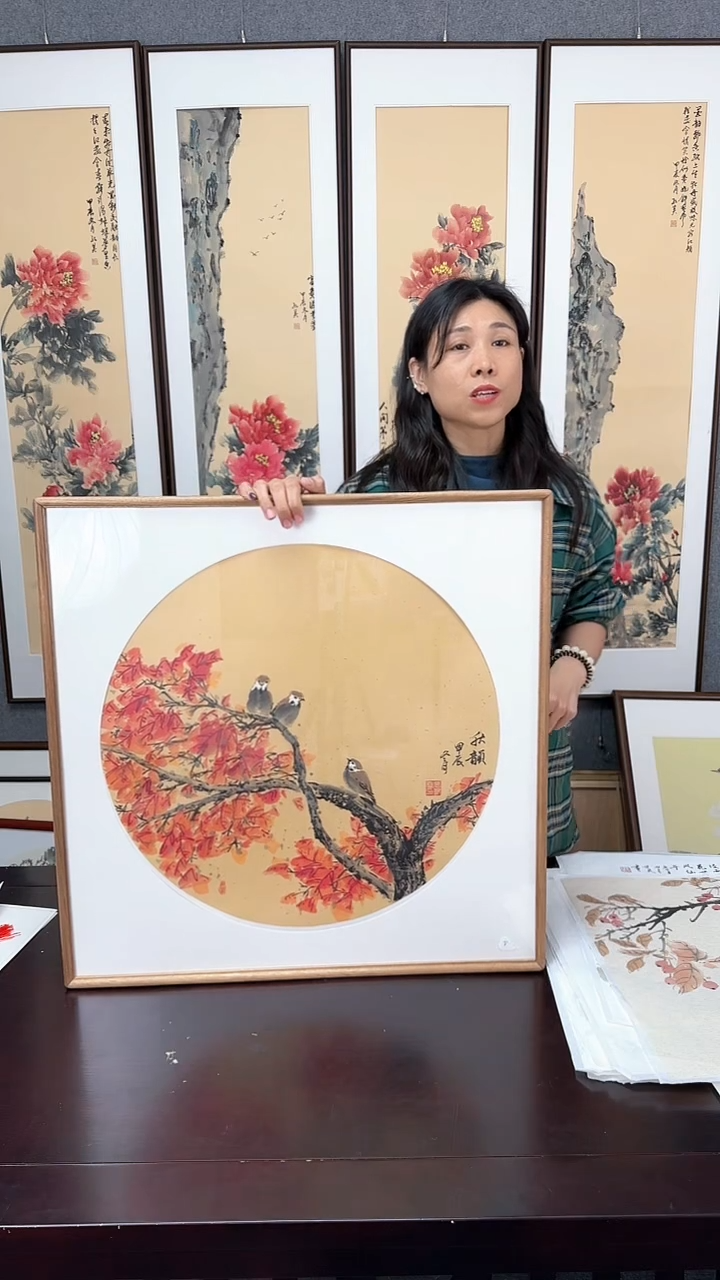 【闪购商品】国画鹊登高枝 实木装裱