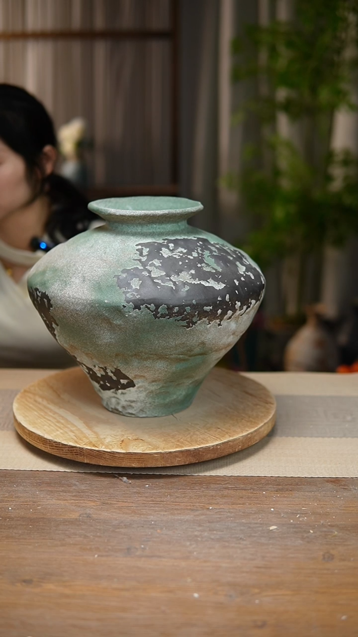 【闪购商品】陶瓷花器诧寂复古绿大飞碟