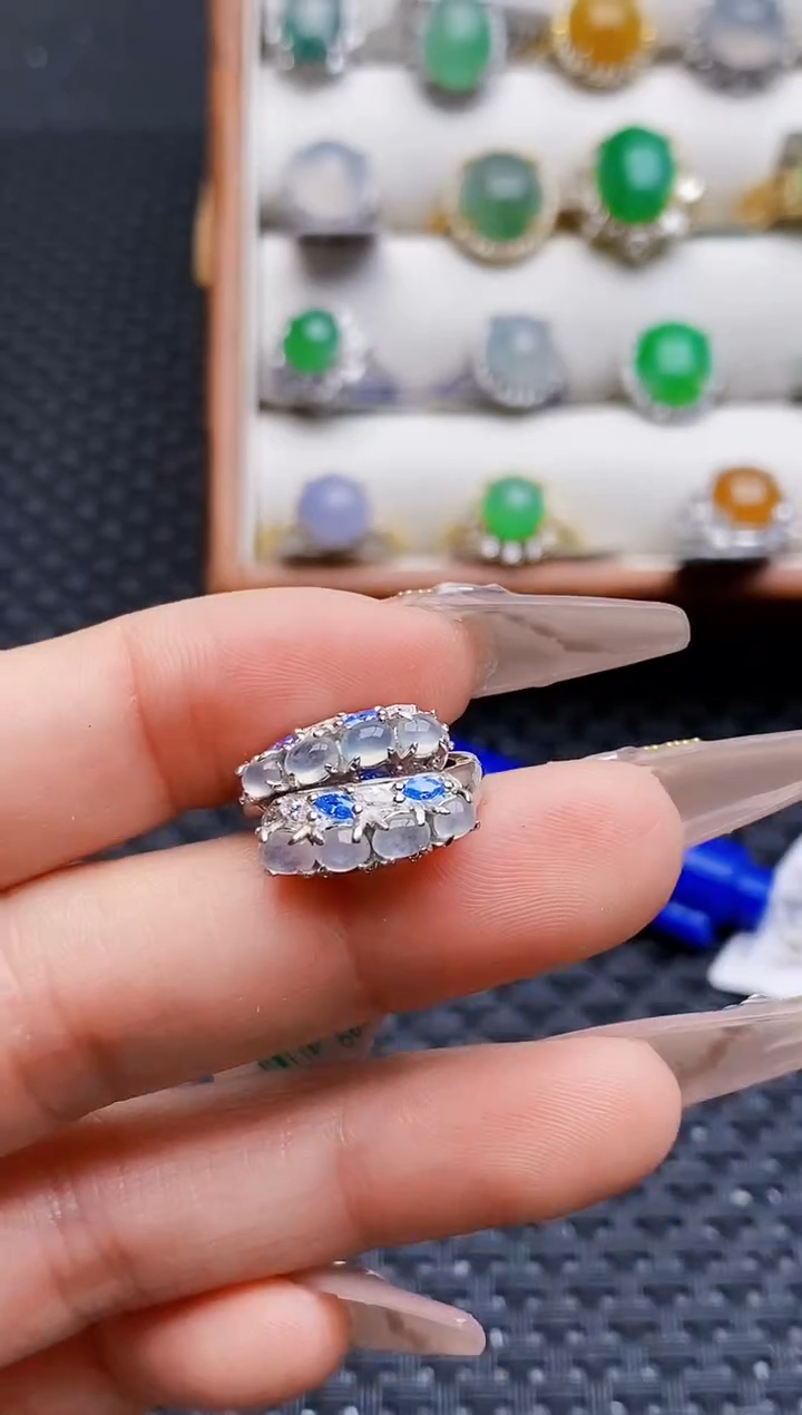 银S925镶嵌戒指翡翠8594