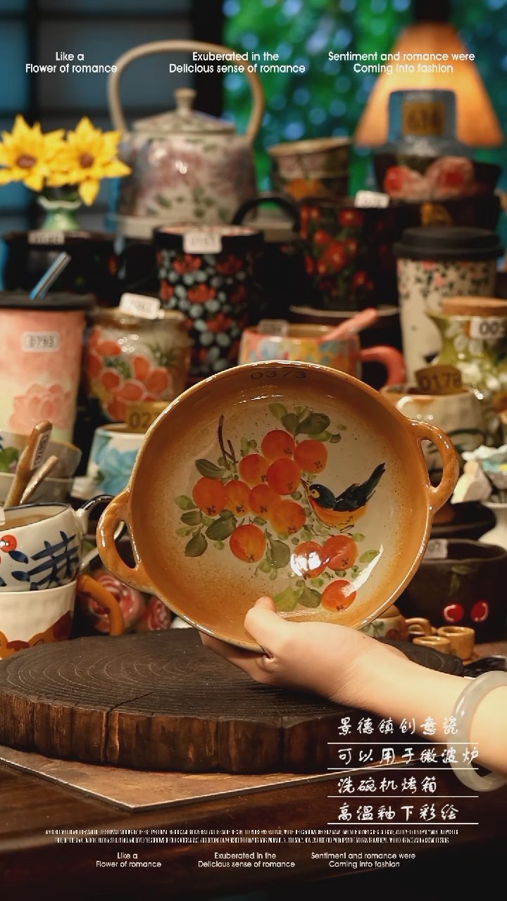 陶瓷景德镇高温釉下彩手工手绘款式