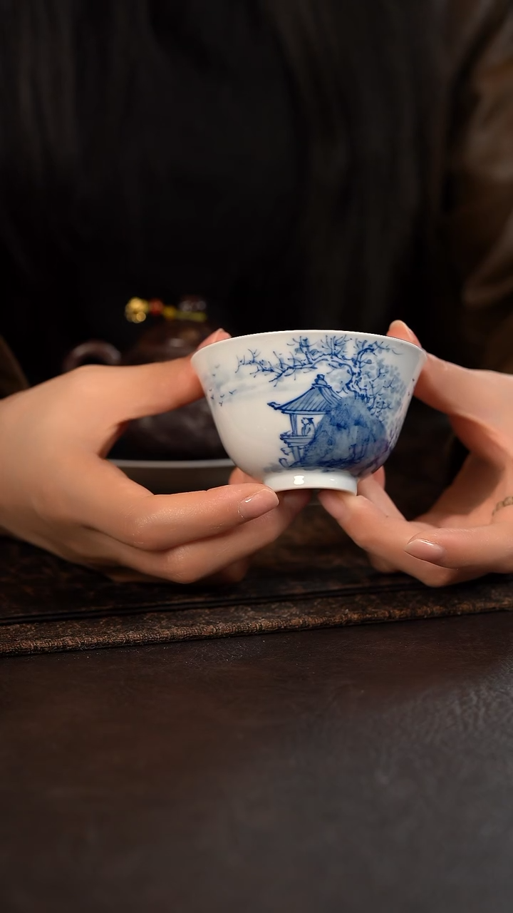 【闪购商品】杯344号HLX陶瓷写意山水撇口杯内绘