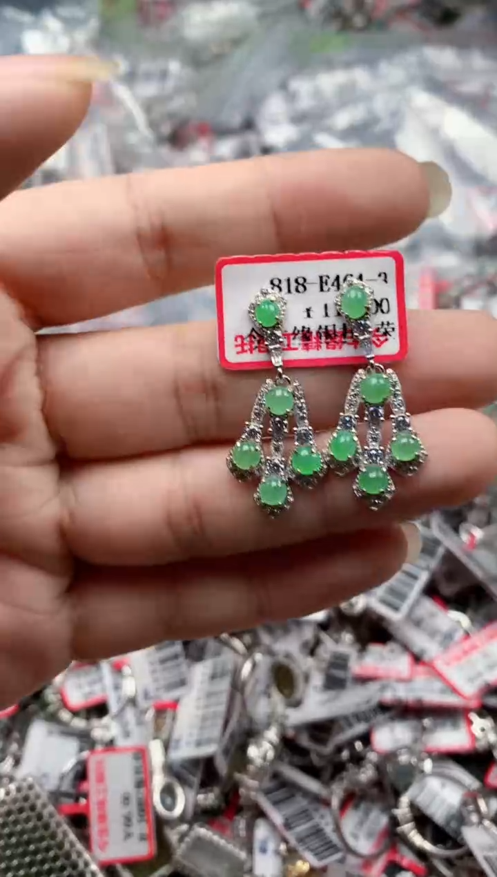 银S925镶嵌戒指翡翠天然A货缅甸翡翠