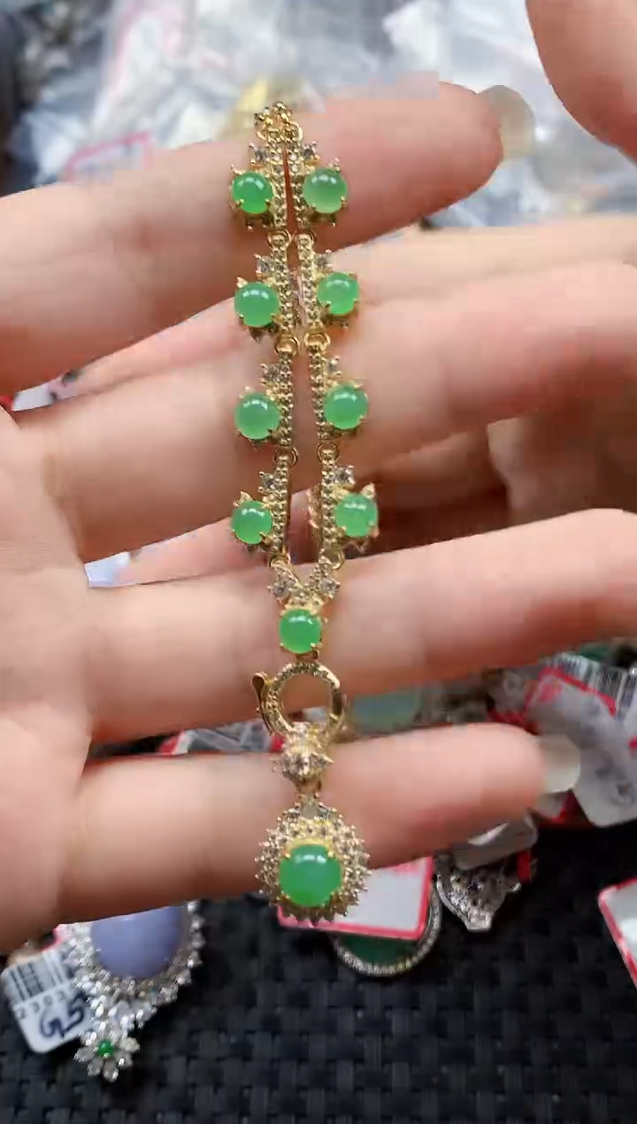 银S925镶嵌戒指翡翠天然A货缅甸翡翠